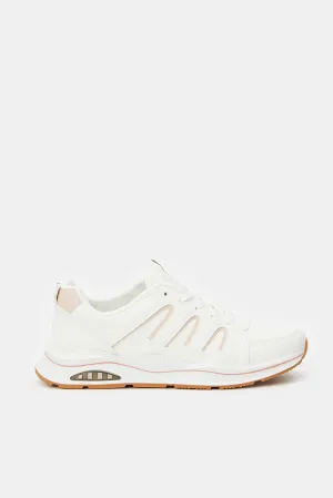 Women White Sneaker With Pink Highlights