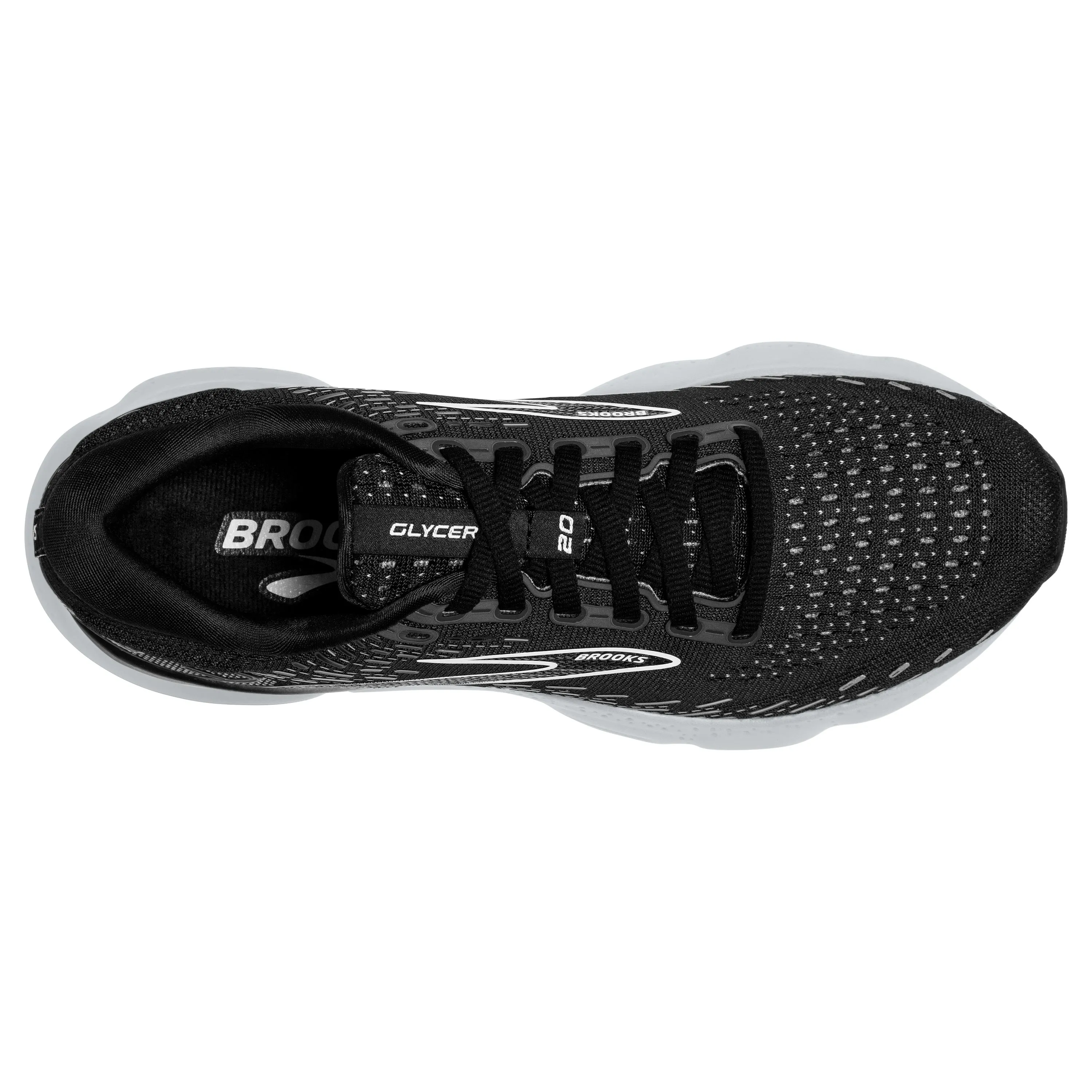 Women's Brooks Glycerin 20 Color: Black/White/Alloy (WIDE WDITH)