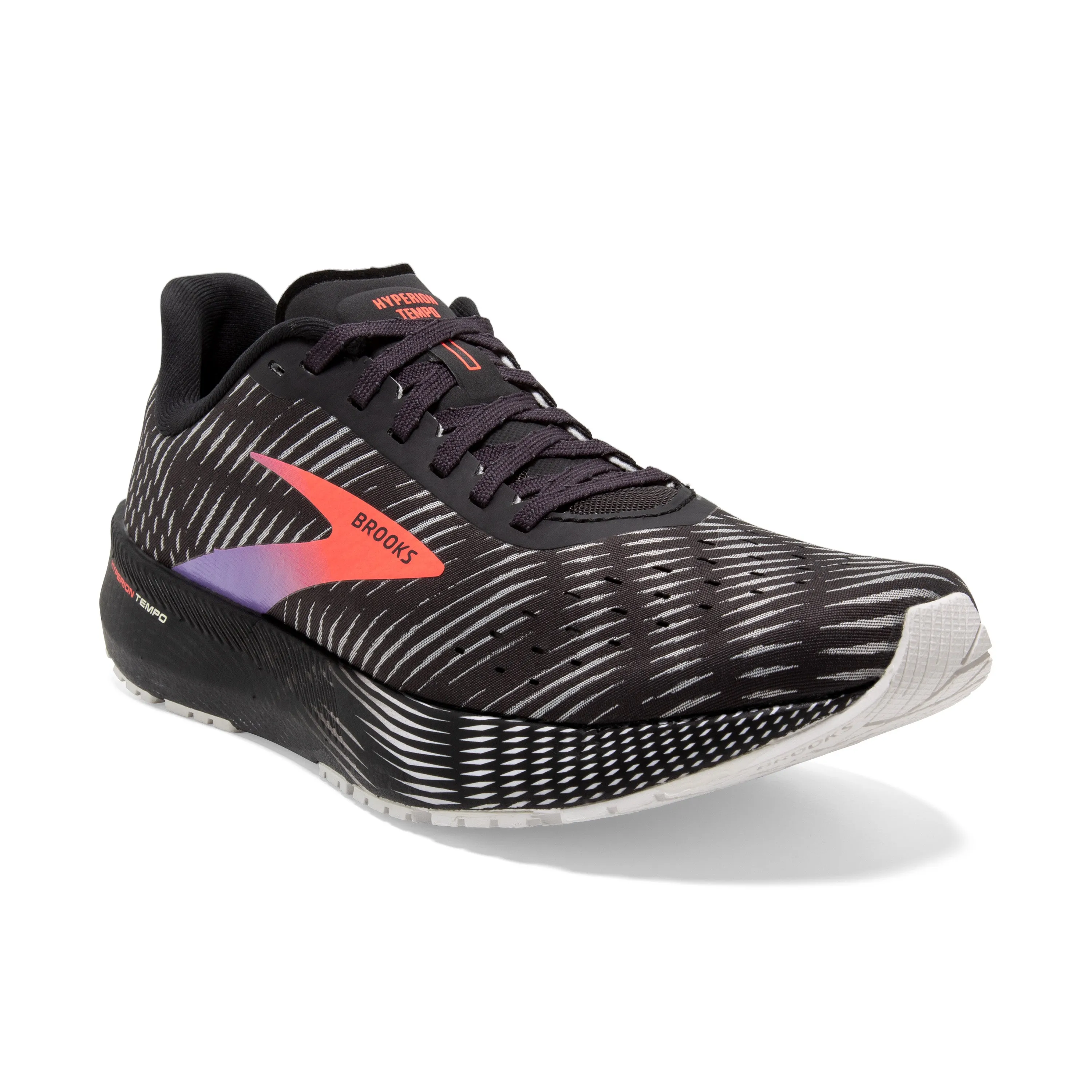 Women's Brooks Hyperion Tempo Color: Black/Coral/Purple