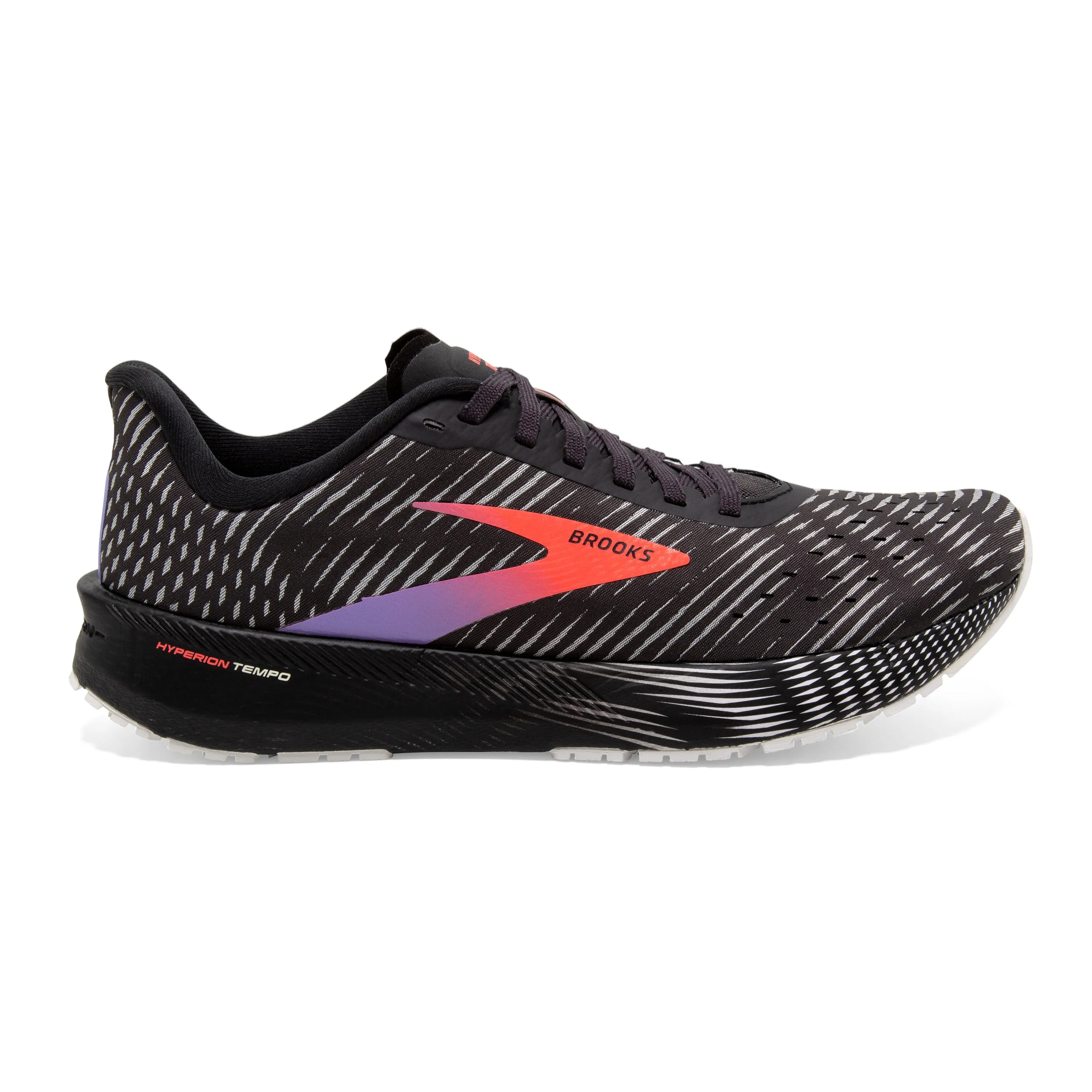 Women's Brooks Hyperion Tempo Color: Black/Coral/Purple