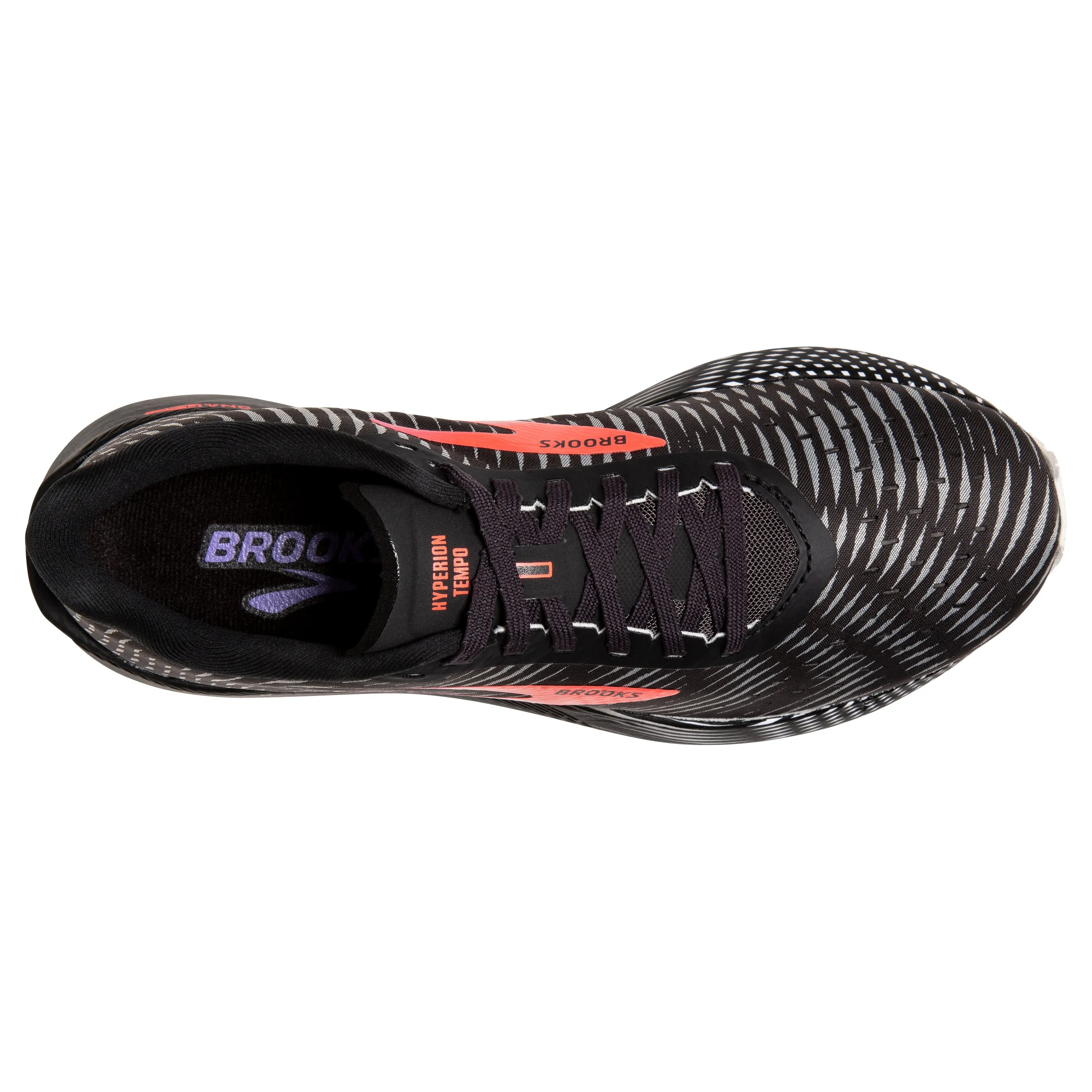 Women's Brooks Hyperion Tempo Color: Black/Coral/Purple