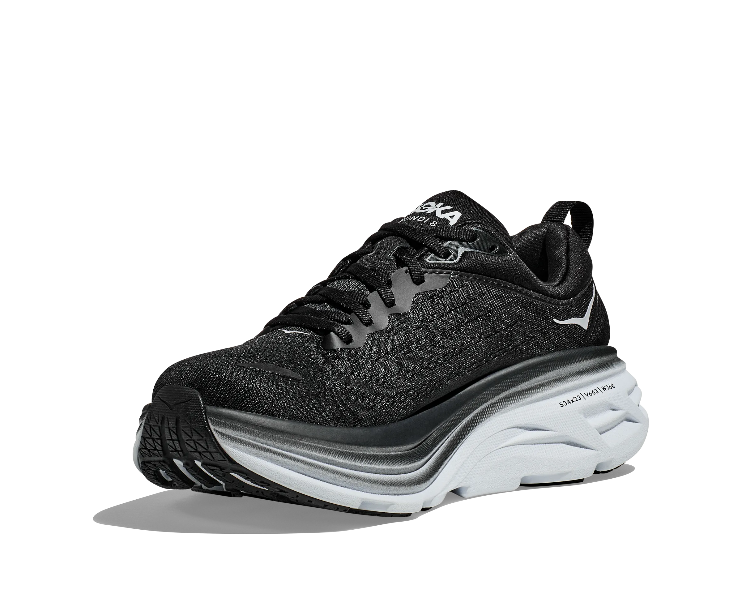 Women's Hoka Bondi 8 Color: Black / White (WIDE WIDTH)