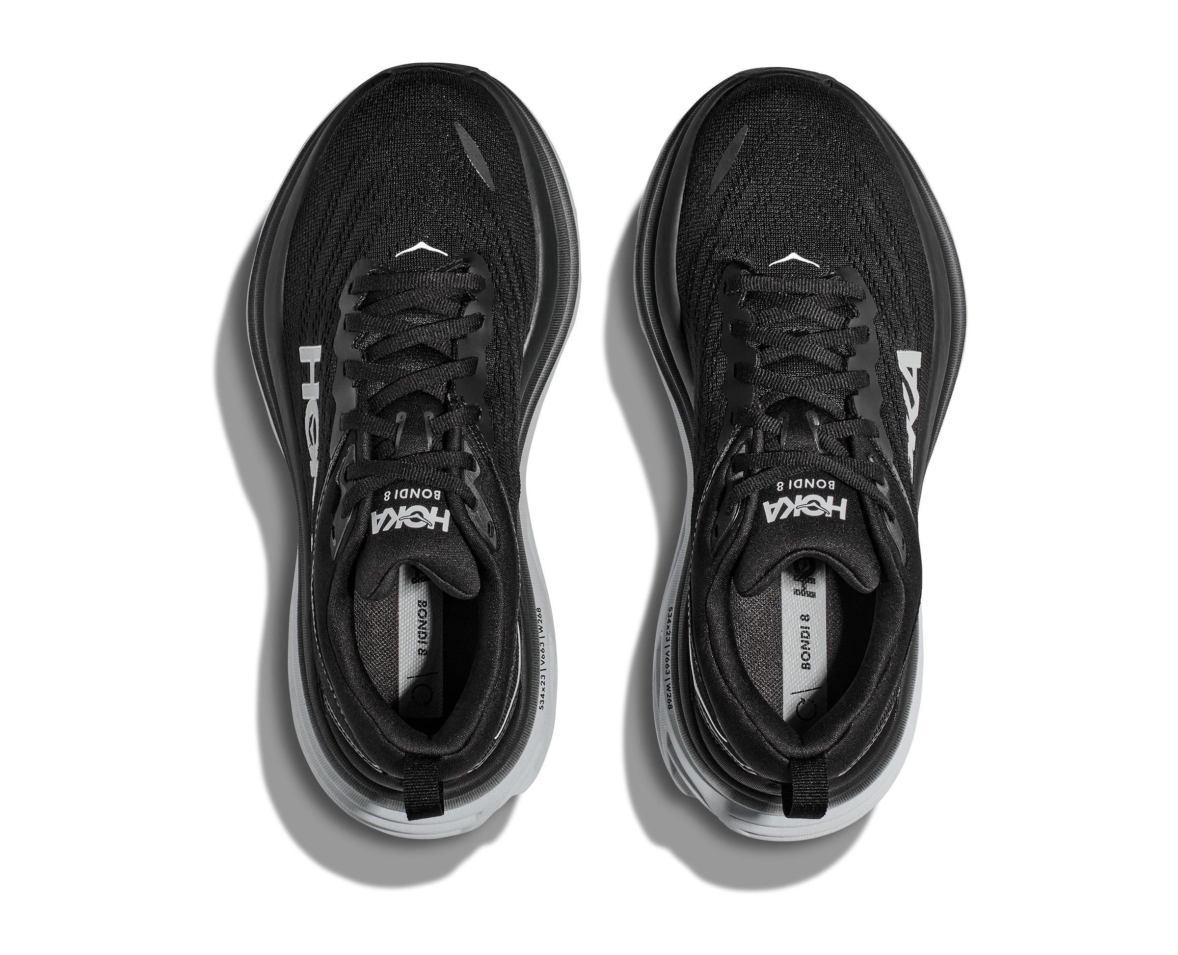 Women's Hoka Bondi 8 Color: Black / White (WIDE WIDTH)