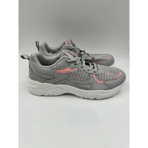 Women's Size 9.5, Gray Running Sneaker with Pink Accents and White Sole