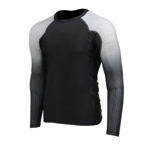 X-Fitness XFM7000 Men's Black and Grey Long Sleeve Compression Rash Guard Athletic Shirt- MMA, BJJ, Wrestling, Cross Training